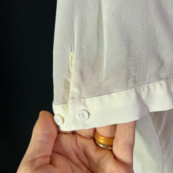 Joe Fresh Size XL Silk Short Sleeve Shirt Sheer Off-White - Picture 7 of 11